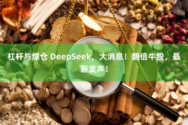 杠杆与爆仓 DeepSeek，大消息！翻倍牛股，最新发声！